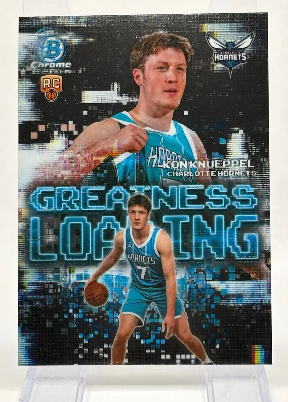 2025-26 Bowman Chrome Kon Knueppel Rookie Greatness Loading Charlotte Hornets RC